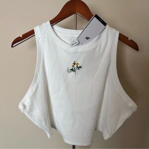 Nike White Tank Top with Floral Design